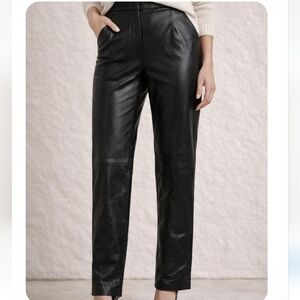 Clio Vintage High-Waist Black Leather Pants Petite 4 Lined